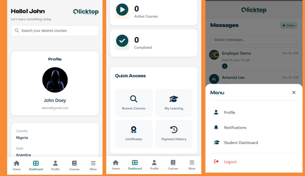 Qlicktop Mobile Dashboard Design